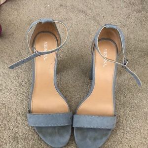 Light blue block heel